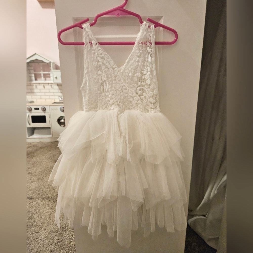 Puffy white toddler dress